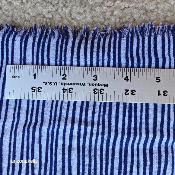 J. McLaughlin Wool Scarf Lightweight Blue Stripe - Picture 9 of 14